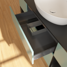 Тумба под раковину Villeroy & Boch Finion 160х50,1 см с подсветкой МДФ оливковый матовый лак/стекло черное матовое GD02PDGM