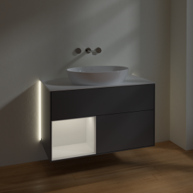 Тумба под раковину Villeroy & Boch Finion 100х50,1 см с подсветкой МДФ антрацит матовый лак/стекло белое матовое GA11GFGK