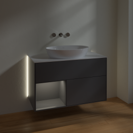 Тумба под раковину Villeroy & Boch Finion 100х50,1 см с подсветкой МДФ антрацит матовый лак/стекло белое матовое GA11GKGK