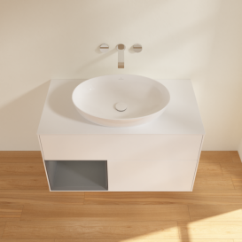 Тумба під раковину Villeroy & Boch Finion 100х50,1 см із підсвічуванням МДФ білий матовий лак/скло біле матове GA11GKMT