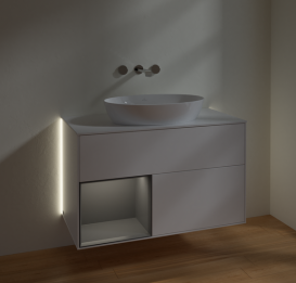 Тумба під раковину Villeroy & Boch Finion 100х50,1 см із підсвічуванням МДФ білий матовий лак/скло біле матове GA11GKMT