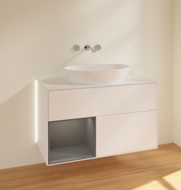 Тумба під раковину Villeroy & Boch Finion 100х50,1 см із підсвічуванням МДФ білий матовий лак/скло біле матове GA11GKMT