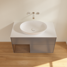 Тумба под раковину Villeroy & Boch Finion 100х50,1 см с подсветкой МДФ антрацит матовый лак/стекло белое матовое GA11GNGK