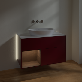 Тумба под раковину Villeroy & Boch Finion 100х50,1 см с подсветкой МДФ пион матовый лак/стекло белое матовое GA11GNHB