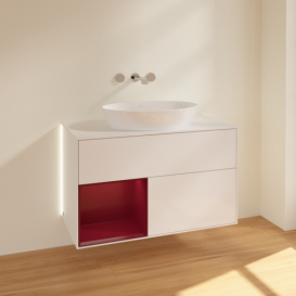 Тумба под раковину Villeroy & Boch Finion 100х50,1 см с подсветкой МДФ глянцевый белый лак/стекло белое матовое GA11HBGF