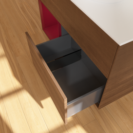 Тумба под раковину Villeroy & Boch Finion 100х50,1 см с подсветкой МДФ шпон грецкого ореха/стекло белое матовое GA11HBGN