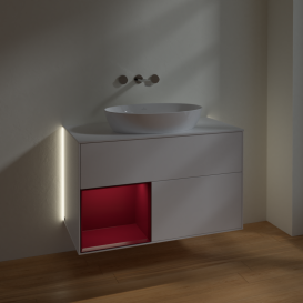 Тумба под раковину Villeroy & Boch Finion 100х50,1 см с подсветкой МДФ белый матовый лак/стекло белое матовое GA11HBMT