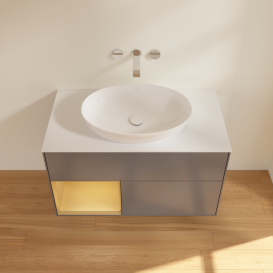 Тумба под раковину Villeroy & Boch Finion 100х50,1 см с подсветкой МДФ антрацит матовый лак/стекло белое матовое GA11HFGK