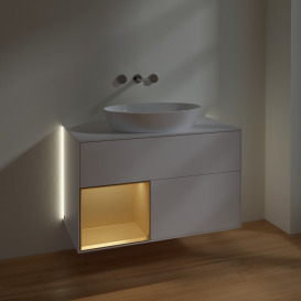 Тумба под раковину Villeroy & Boch Finion 100х50,1 см с подсветкой МДФ белый матовый лак/стекло белое матовое GA11HFMT