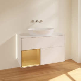 Тумба под раковину Villeroy & Boch Finion 100х50,1 см с подсветкой МДФ белый матовый лак/стекло белое матовое GA11HFMT