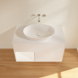 Тумба под раковину Villeroy & Boch Finion 100х50,1 см с подсветкой МДФ белый матовый лак/стекло белое матовое GA11MTMT