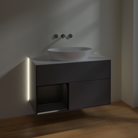 Тумба под раковину Villeroy & Boch Finion 100х50,1 см с подсветкой МДФ антрацит матовый лак/стекло белое матовое GA11PDGK