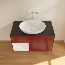 Тумба под раковину Villeroy & Boch Finion 100х50,1 см с подсветкой МДФ пион матовый лак/стекло черное матовое GA12GFHB