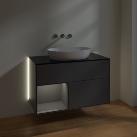 Тумба під раковину Villeroy & Boch Finion 100х50,1 см із підсвічуванням МДФ антрацит матовий лак/скло чорне матове GA12GKGK