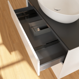 Тумба под раковину Villeroy & Boch Finion 100х50,1 см с подсветкой МДФ белый матовый лак/стекло черное матовое GA12GKMT