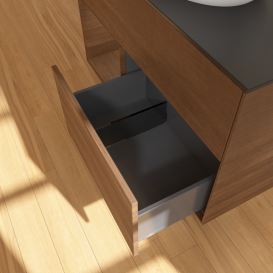 Тумба под раковину Villeroy & Boch Finion 100х50,1 см с подсветкой МДФ шпон грецкого ореха/стекло черное матовое GA12GNGN