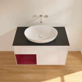 Тумба под раковину Villeroy & Boch Finion 100х50,1 см с подсветкой МДФ глянцевый белый лак/стекло черное матовое GA12HBGF