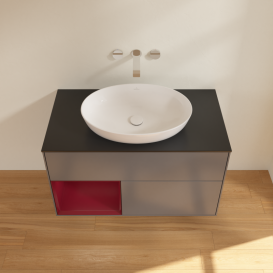 Тумба под раковину Villeroy & Boch Finion 100х50,1 см с подсветкой МДФ антрацит матовый лак/стекло черное матовое GA12HBGK