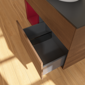 Тумба под раковину Villeroy & Boch Finion 100х50,1 см с подсветкой МДФ шпон грецкого ореха/стекло черное матовое GA12HBGN