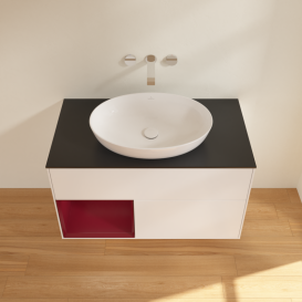 Тумба под раковину Villeroy & Boch Finion 100х50,1 см с подсветкой МДФ белый матовый лак/стекло черное матовое GA12HBMT