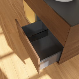 Тумба под раковину Villeroy & Boch Finion 100х50,1 см с подсветкой МДФ шпон грецкого ореха/стекло черное матовое GA12HFGN