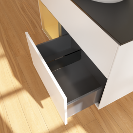 Тумба під раковину Villeroy & Boch Finion 100х50,1 см із підсвічуванням МДФ білий матовий лак/скло чорне матове GA12HFMT