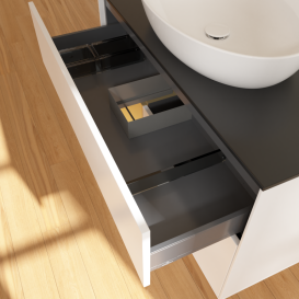 Тумба під раковину Villeroy & Boch Finion 100х50,1 см із підсвічуванням МДФ білий матовий лак/скло чорне матове GA12HFMT