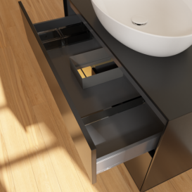 Тумба под раковину Villeroy & Boch Finion 100х50,1 см с подсветкой МДФ черный матовый лак/стекло черное матовое GA12HFPD