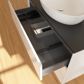 Тумба под раковину Villeroy & Boch Finion 100х50,1 см с подсветкой МДФ глянцевый белый лак/стекло черное матовое GA12MTGF