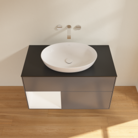 Тумба под раковину Villeroy & Boch Finion 100х50,1 см с подсветкой МДФ антрацит матовый лак/стекло черное матовое GA12MTGK