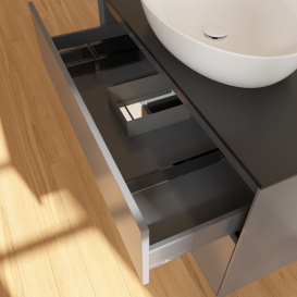 Тумба под раковину Villeroy & Boch Finion 100х50,1 см с подсветкой МДФ антрацит матовый лак/стекло черное матовое GA12MTGK