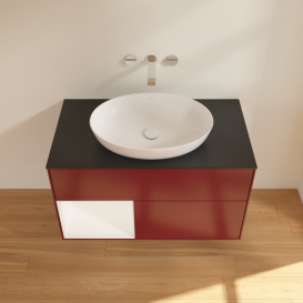 Тумба под раковину Villeroy & Boch Finion 100х50,1 см с подсветкой МДФ пион матовый лак/стекло черное матовое GA12MTHB