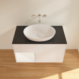 Тумба под раковину Villeroy & Boch Finion 100х50,1 см с подсветкой МДФ белый матовый лак/стекло черное матовое GA12MTMT