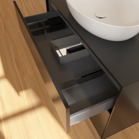 Тумба под раковину Villeroy & Boch Finion 100х50,1 см с подсветкой МДФ черный матовый лак/стекло черное матовое GA12MTPD