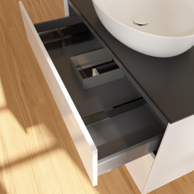 Тумба под раковину Villeroy & Boch Finion 100х50,1 см с подсветкой МДФ глянцевый белый лак/стекло черное матовое GA12PDGF