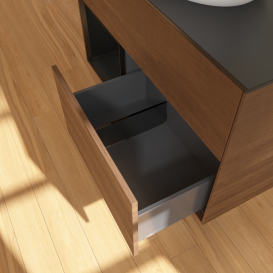 Тумба під раковину Villeroy & Boch Finion 100х50,1 см із підсвічуванням МДФ шпон волоського горіха/скло чорне матове GA12PDGN