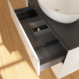 Тумба под раковину Villeroy & Boch Finion 100х50,1 см с подсветкой МДФ белый матовый лак/стекло черное матовое GA12PDMT