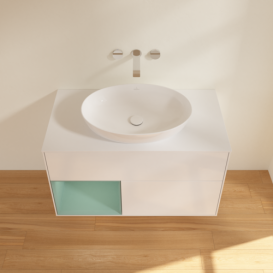 Тумба под раковину Villeroy & Boch Finion 100х50,1 см с подсветкой МДФ глянцевый белый лак/стекло белое матовое GA11GMGF