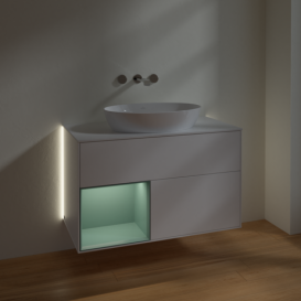 Тумба под раковину Villeroy & Boch Finion 100х50,1 см с подсветкой МДФ белый матовый лак/стекло белое матовое GA11GMMT