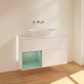 Тумба под раковину Villeroy & Boch Finion 100х50,1 см с подсветкой МДФ белый матовый лак/стекло белое матовое GA11GMMT