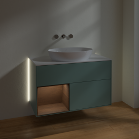 Тумба под раковину Villeroy & Boch Finion 100х50,1 см с подсветкой МДФ оливковый матовый лак/стекло белое матовое GA11GNGM