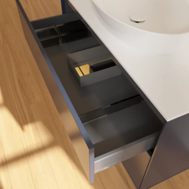 Тумба под раковину Villeroy & Boch Finion 100х50,1 см с подсветкой МДФ темно-синий матовый лак/стекло белое матовое GA11HFHG