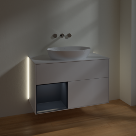 Тумба под раковину Villeroy & Boch Finion 100х50,1 см с подсветкой МДФ глянцевый белый лак/стекло белое матовое GA11HGGF