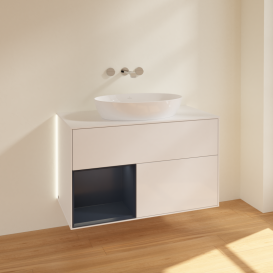 Тумба под раковину Villeroy & Boch Finion 100х50,1 см с подсветкой МДФ глянцевый белый лак/стекло белое матовое GA11HGGF