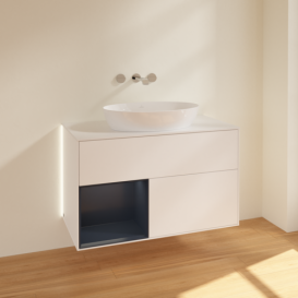 Тумба под раковину Villeroy & Boch Finion 100х50,1 см с подсветкой МДФ белый матовый лак/стекло белое матовое GA11HGMT
