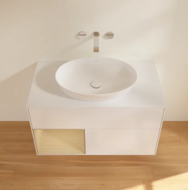 Тумба под раковину Villeroy & Boch Finion 100х50,1 см с подсветкой МДФ глянцевый белый лак/стекло белое матовое GA11PCGF