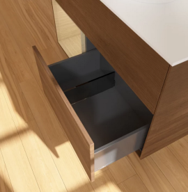 Тумба под раковину Villeroy & Boch Finion 100х50,1 см с подсветкой МДФ шпон грецкого ореха/стекло белое матовое GA11PCGN