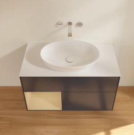 Тумба под раковину Villeroy & Boch Finion 100х50,1 см с подсветкой МДФ темно-синий матовый лак/стекло белое матовое GA11PCHG