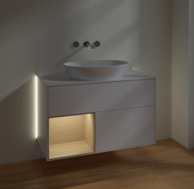 Тумба под раковину Villeroy & Boch Finion 100х50,1 см с подсветкой МДФ белый матовый лак/стекло белое матовое GA11PCMT