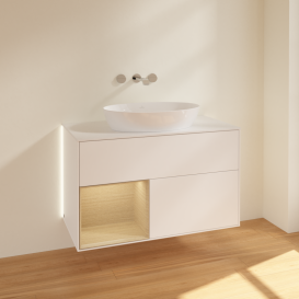 Тумба под раковину Villeroy & Boch Finion 100х50,1 см с подсветкой МДФ белый матовый лак/стекло белое матовое GA11PCMT